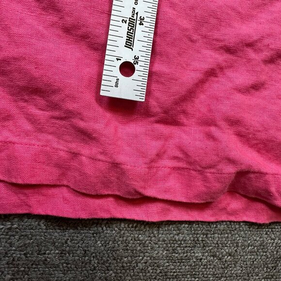 Real Comfort Vintage Bright Pink Apron Dress 100% Linen Petite Medium Cottage - Picture 4 of 5